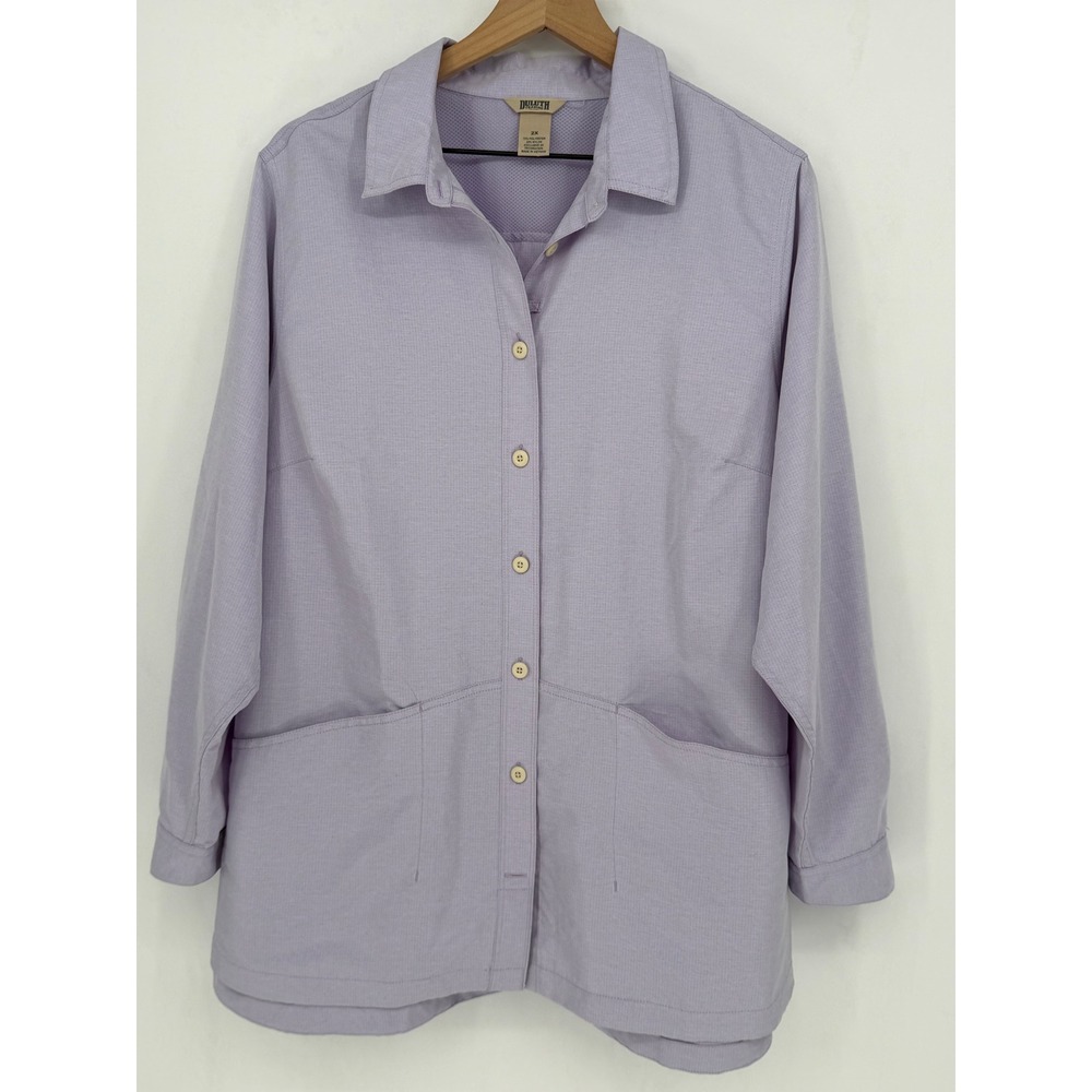 Duluth Trading Co Button Up Shirt Women 2X Purple Long Sleeve Utility Garden - Picture 1 of 8